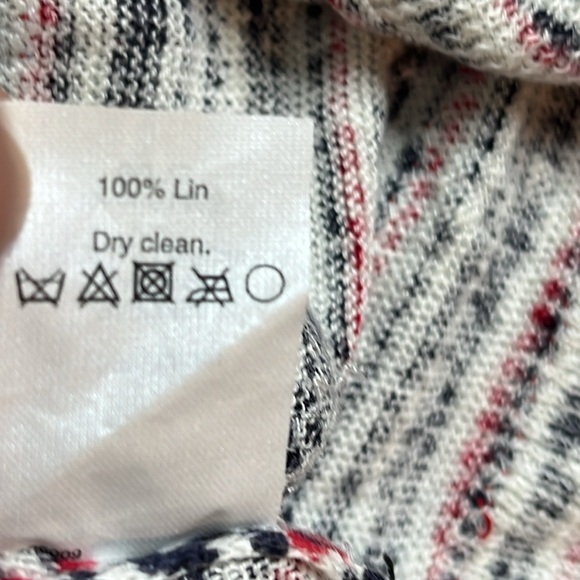 J. Crew Women's 100% Linen beadi Short Sleeve Sweater Red Blue White - Picture 5 of 12